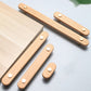 Beech Finish Wood Drawer Pulls with Copper Accents