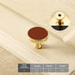 Leather Inset Cabinet Pull Handles and Knobs, Gold / Brown