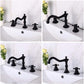 Antique Brass Dual Cross Handles Widespread 3 Hole Bathroom Faucet