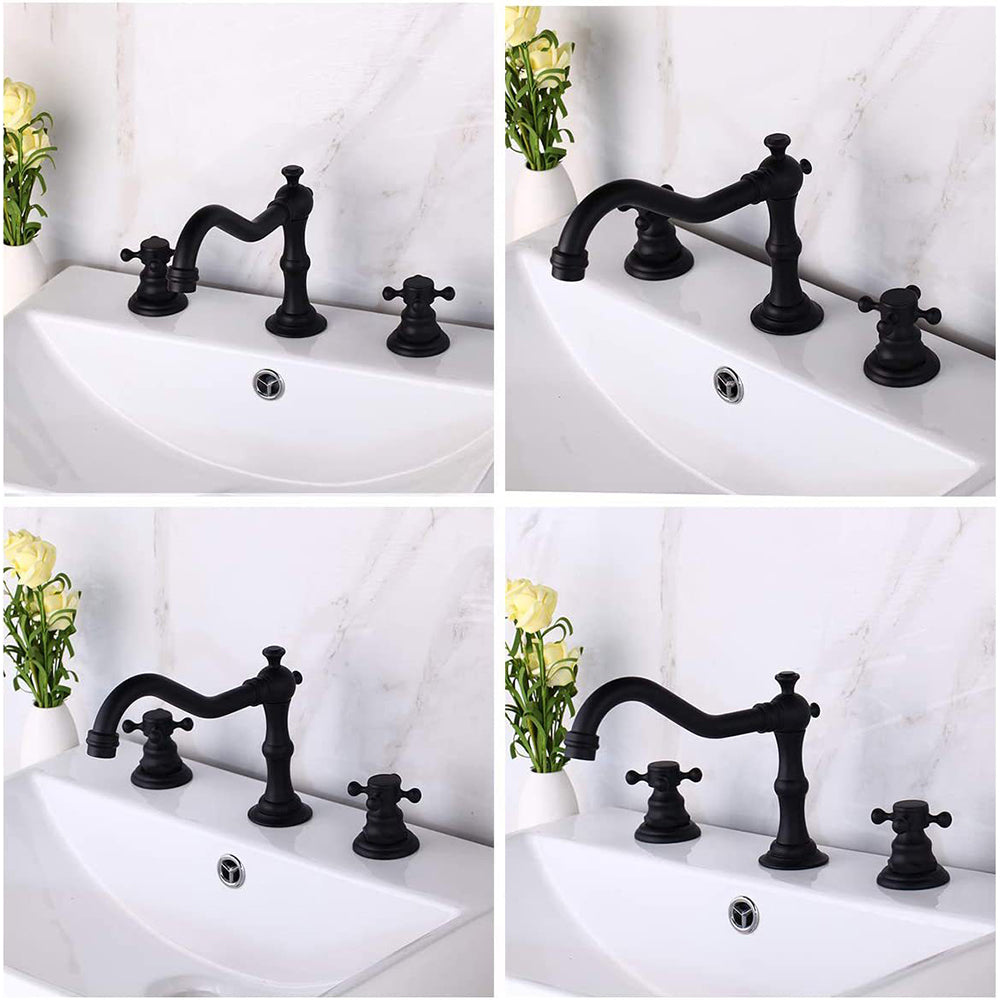Brassivo Antique Dual Cross Handle 3-Hole Widespread Bathroom Sink Faucet