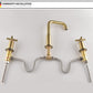 Three Hole Brushed Gold Widespread Waterfall Bathroom Faucet