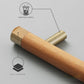 Wood Cabinet Handles with Brushed Brass Ends