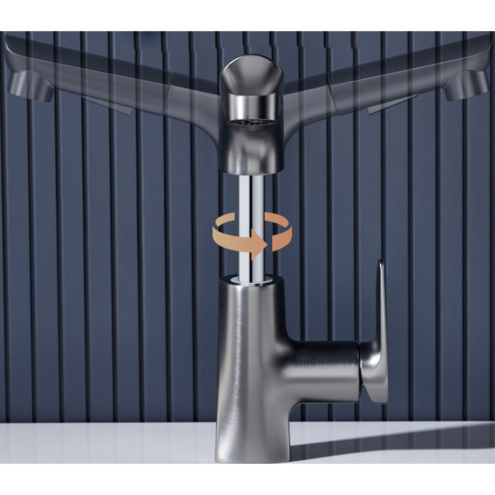 Bravik Modern Single-Hole Pull-Out Bathroom Sink Faucet with Swivel Spout