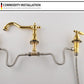 Double Handle Vintage Brass Bathroom Faucets For 3 Hole Sink