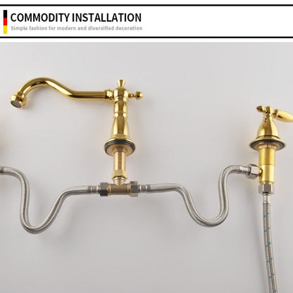Verona Vintage-Inspired High-Arc Two-Handle 3-Hole Widespread Bathroom Sink Faucet