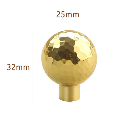 Hammered Gold Brass Cabinet Knobs, Single Hole