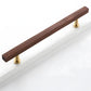 Wood Square Bar Cabinet Handles and Drawer Pulls with Brass Base