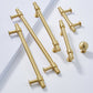 Gold Brass T-Bar Cabinet Handles and Matching Knobs