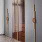 Half Moon Wood Cabinet Pulls with Brass Bar for Wardrobes
