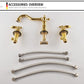 Double Handle Vintage Brass Bathroom Faucets For 3 Hole Sink