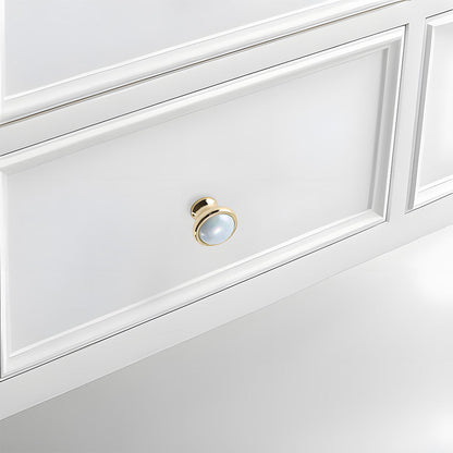 Colorful Ceramic Cabinet Pulls and Knobs with Gold-Tone Trim