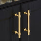 Gold Brass T-Bar Cabinet Handles and Matching Knobs