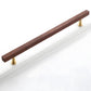 Wood Square Bar Cabinet Handles and Drawer Pulls with Brass Base