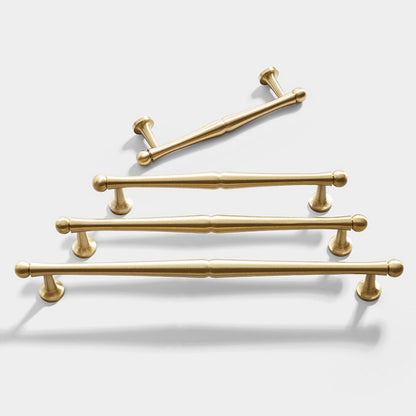 Brushed Brass French Cabinet Pulls, Round Bar Drawer Handles