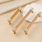 Faceted Crystal and Wood Cabinet Pulls with Brass End Caps