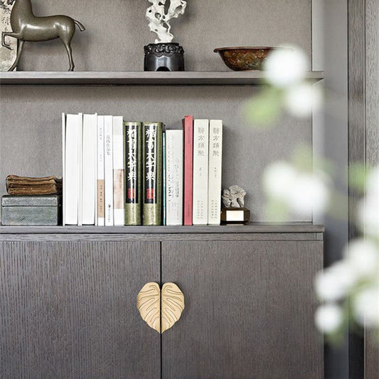 Brass Leaf Cabinet Knob Pairs for Double Cabinet Doors