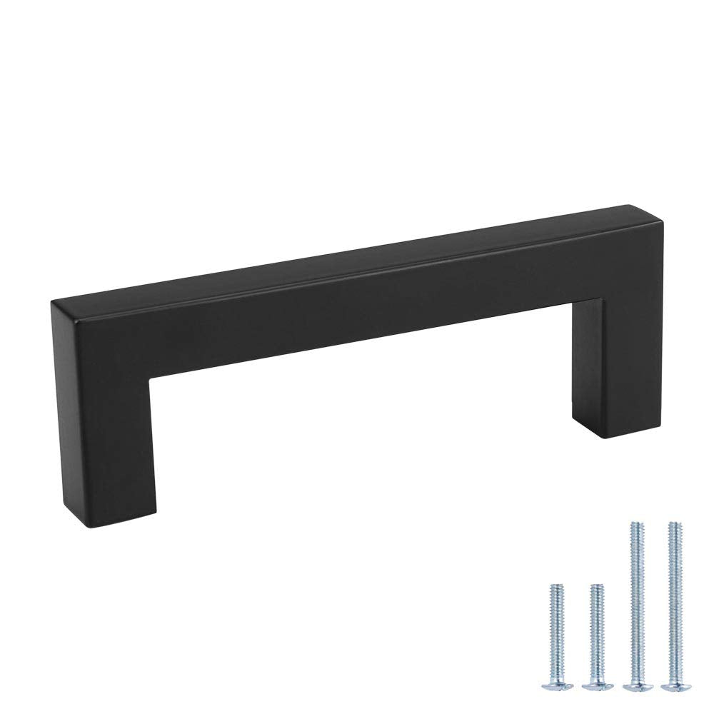 Matte Black Square Bar Cabinet Pulls