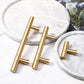 Gold Brass Round Bar Cabinet Handles and T-Bar Knobs