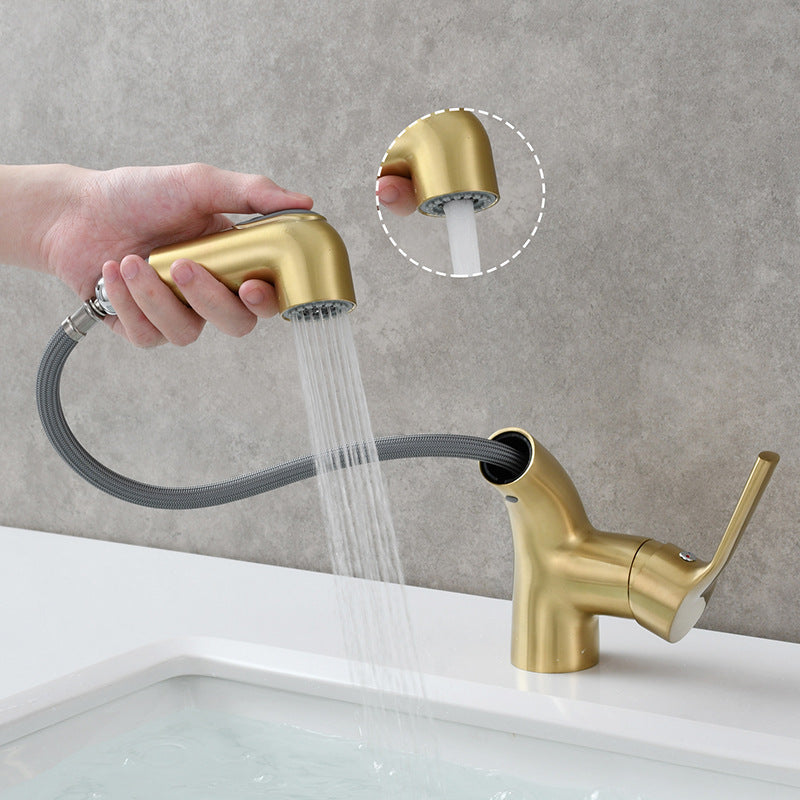 Novara Minimalist white pull-out Bathroom Sink Faucet with dual spray modes