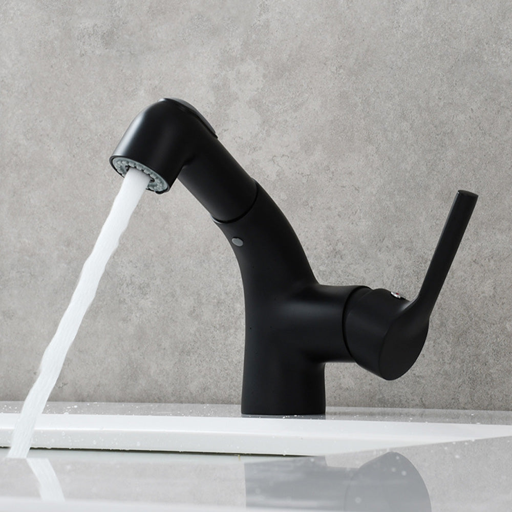 Novara Minimalist white pull-out Bathroom Sink Faucet with dual spray modes
