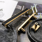 Leather Pattern Cabinet Pulls and Knob in Black / Gold