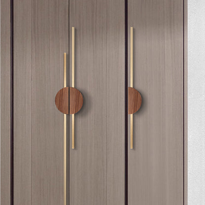 1Paired Semicircle Wood Cabinet Pulls with Brass Bar