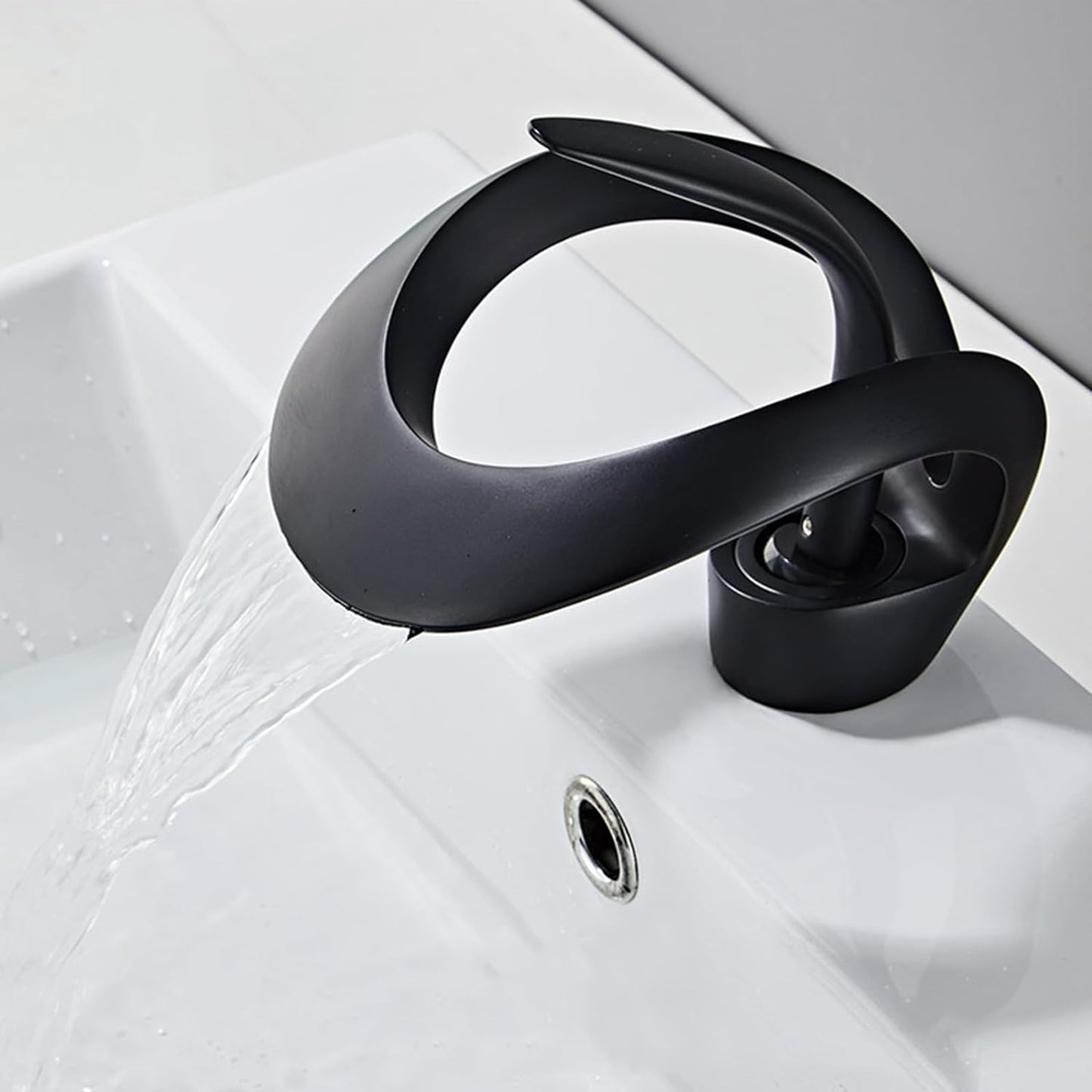 Veyra Waterfall Bathroom Sink Faucet, Modern Single Hole Single Lever Vanity Faucet