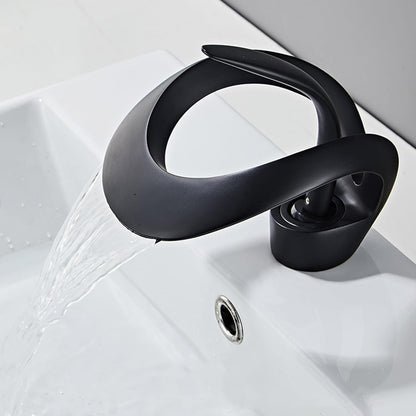 Veyra Waterfall Bathroom Sink Faucet, Modern Single Hole Single Lever Vanity Faucet