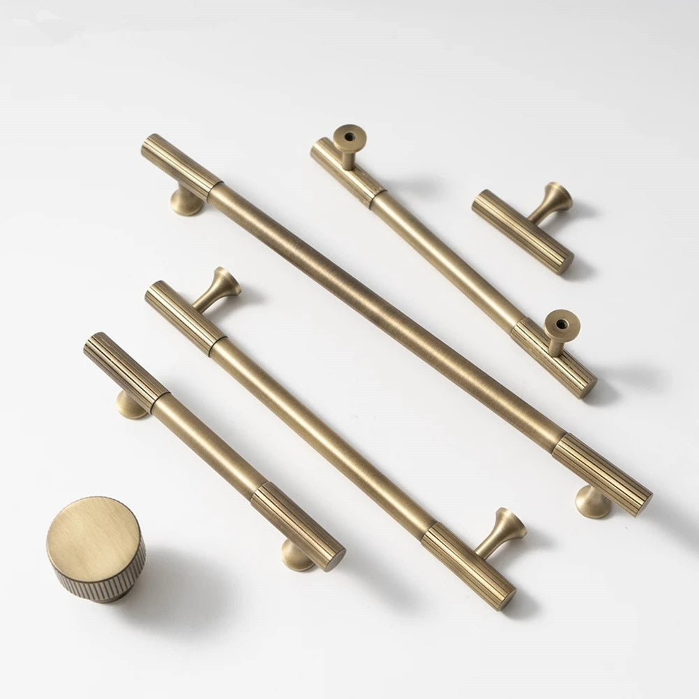 Fluted Metal Cabinet Pulls and Knobs for Kitchen Cabinets