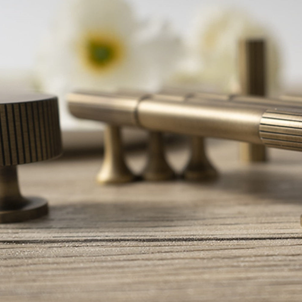 Fluted Metal Cabinet Pulls and Knobs for Kitchen Cabinets