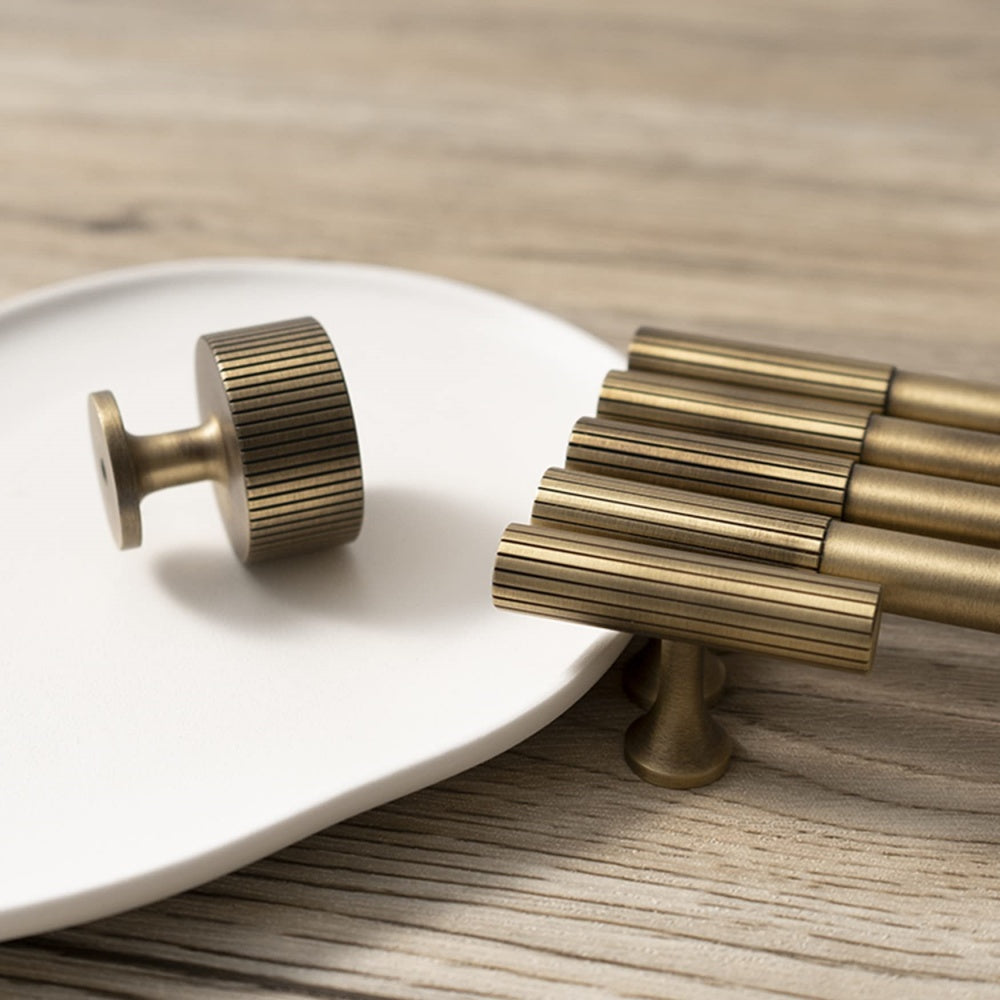 Fluted Metal Cabinet Pulls and Knobs for Kitchen Cabinets