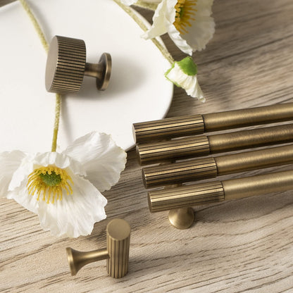 Fluted Metal Cabinet Pulls and Knobs for Kitchen Cabinets