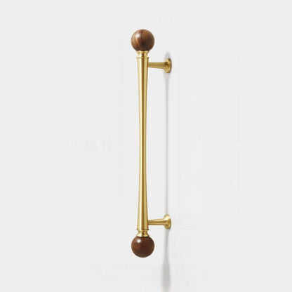 Walnut and Gold Cabinet Pulls, Knob, and Pendant Pull
