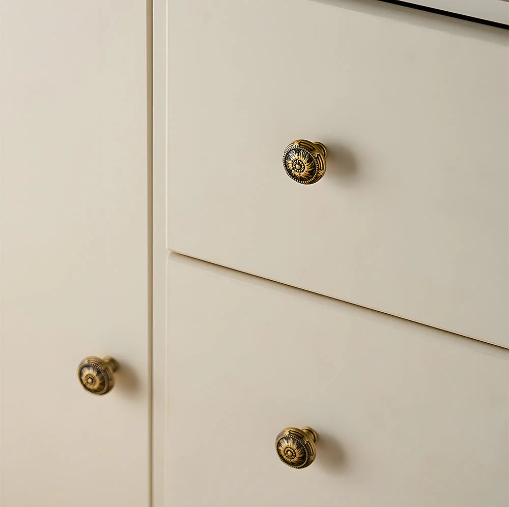 Bronze Floral Rosette Cabinet Knobs for Drawers