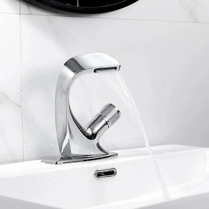 Rivora Modern Waterfall Basin Bathroom Sink Faucet, Single Handle Single Hole