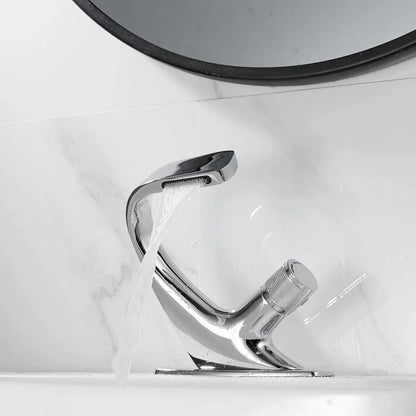 Rivora Modern Waterfall Basin Bathroom Sink Faucet, Single Handle Single Hole