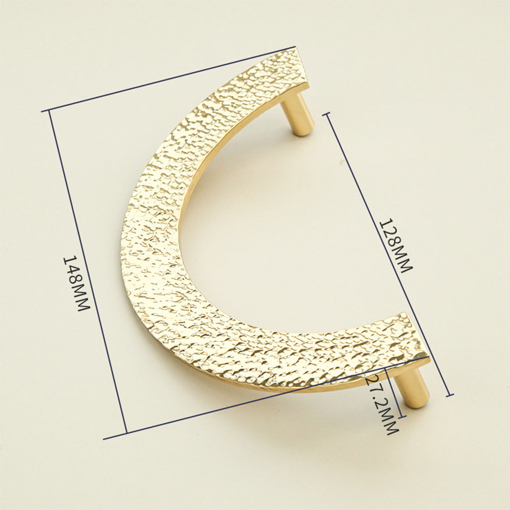 Textured Gold Brass Half Moon Cabinet Pulls