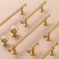 Gold-Finish Turned Brass Cabinet Handles and Knobs for Wardrobes
