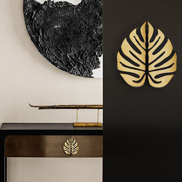 Brass Leaf Cabinet Knob Pairs for Double Cabinet Doors