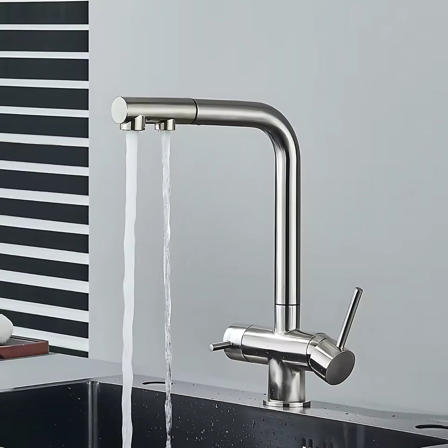 Mira Pro Three-Way Pull-Out Kitchen Faucet with Filter Tap Reverse Osmosis Compatible