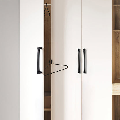 Curved Brass Cabinet Pulls in Gold and Black