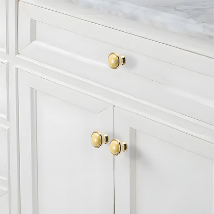 Colorful Ceramic Cabinet Pulls and Knobs with Gold-Tone Trim