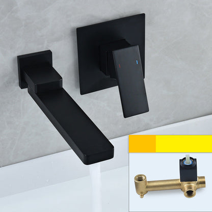 Livorno Modern Wall-Mounted Single-Handle Bathroom Sink Faucet with Square Spout