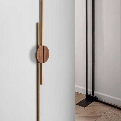 Half Moon Wood Cabinet Pulls with Brass Bar for Wardrobes