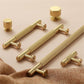 Ribbed Solid Brass Cabinet Pulls and Matching Knobs