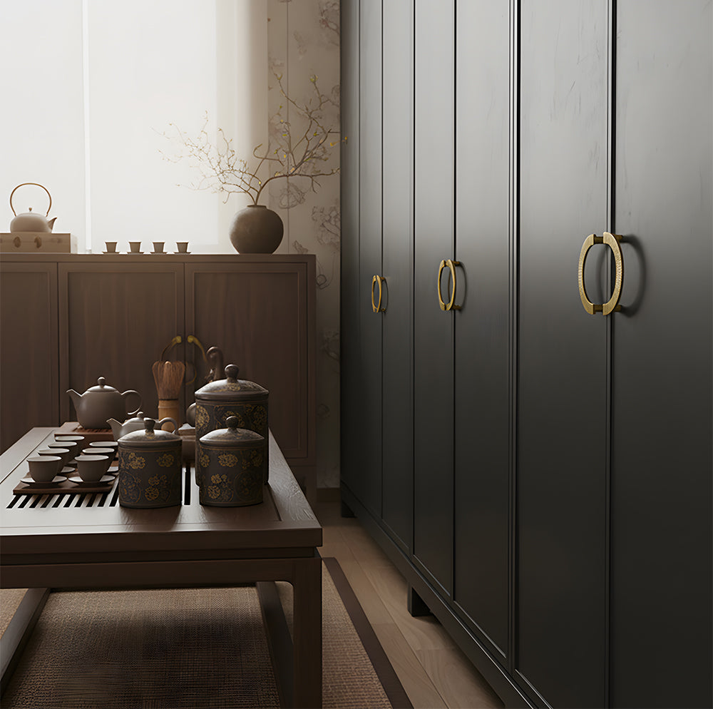 Textured Half Moon Brass Cabinet Pulls and Knobs