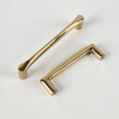 Curved Brass Cabinet Pulls in Gold and Black