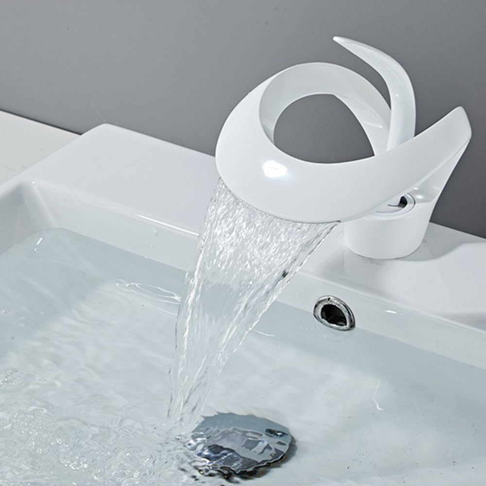 Veyra Waterfall Bathroom Sink Faucet, Modern Single Hole Single Lever Vanity Faucet