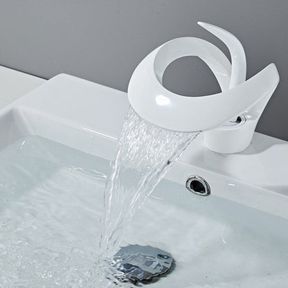 Veyra Waterfall Bathroom Sink Faucet, Modern Single Hole Single Lever Vanity Faucet