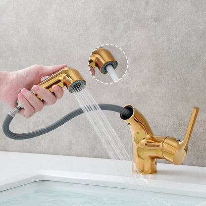 Novara Minimalist white pull-out Bathroom Sink Faucet with dual spray modes